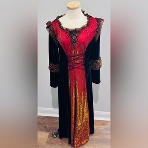 The Pyramid Collection Spider Web Corset Style Dress. Web Cape w/Skull Button.